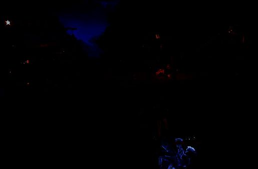 小型飞行器在城市上空盘旋，红色激光锁定地面玩家