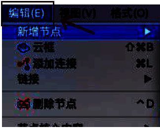 Freeplane菜单栏中“编辑”选项被选中，下拉菜单显示多种编辑功能