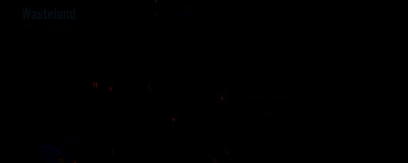 《剑星》游戏中废土东部高地场景，远处可见废弃机械与残破建筑，角色正沿山路前行