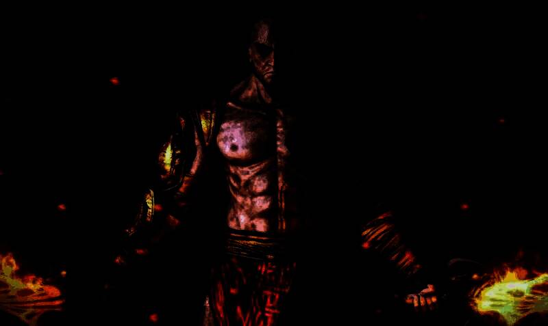 《战神》游戏概念艺术图，画面呈现神秘的埃及风格神庙与巨型雕像，暗示新作可能的场景设定