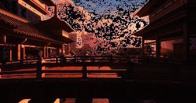 角色在夜色中的空座町奔跑，身后留下灵压轨迹，城市建筑细节清晰