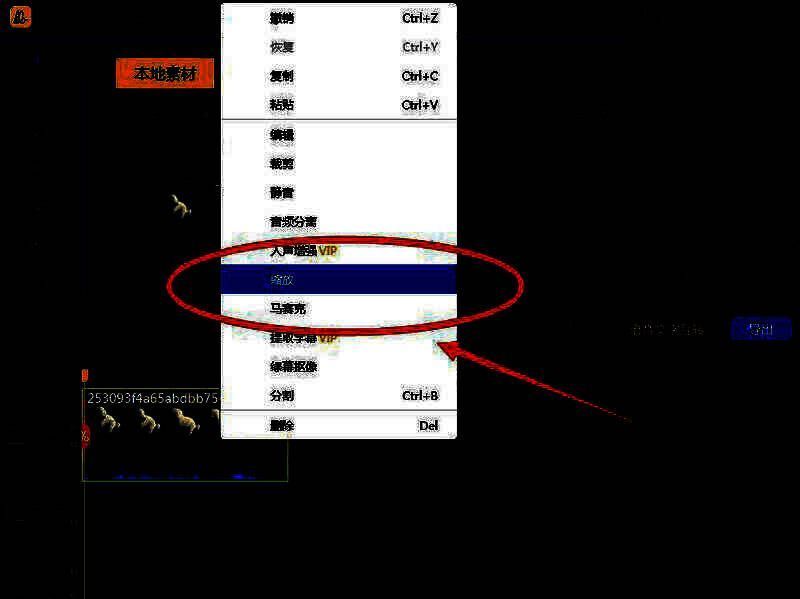右键菜单中选择缩放功能的操作示意图