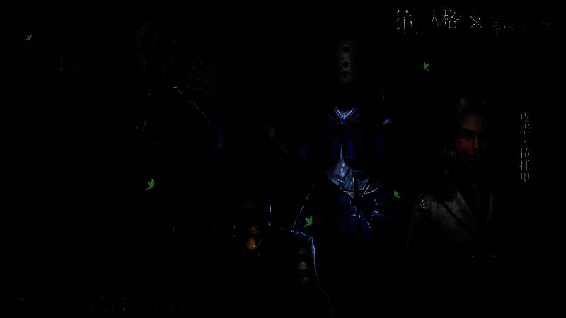 联动精华展示界面，多个角色身着《约定的梦幻岛》主题时装，背景为暗色调的神秘庄园走廊