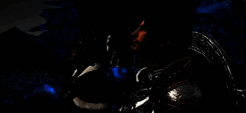 宣传视频截图：光之战士与新玩家在格里达尼亚街头相遇，阳光洒落，氛围温馨而庄重