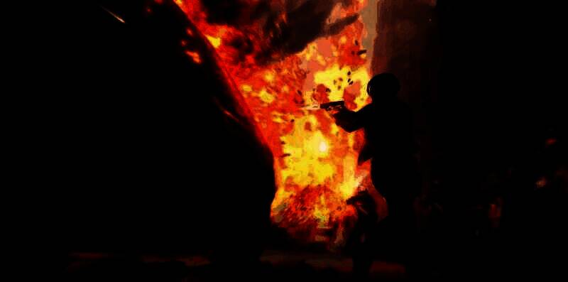 The Initiative工作室外景与《完美黑暗》游戏LOGO并列展示，象征项目终结的沉重氛围