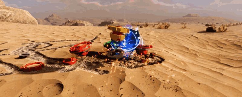 《旋刃流影》游戏主视觉图，主角手持双刃在光影交错的战场上疾驰，背景充满未来科技感的废墟场景