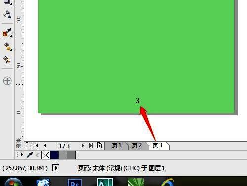 多页文档中已成功显示页码的效果预览图