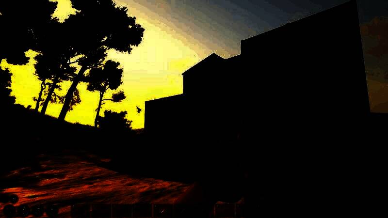 Z2与A3交界海滩实景，夕阳下玩家在沙滩搭建篝火，远处可见铁路桥结构