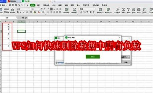 WPS表格界面展示含有正负数的Excel数据表，背景为办公风格桌面