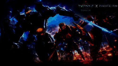 巅峰赛宣传图，多个联盟旗帜飘扬，中央为机甲与魔法战士共同举起胜利之剑