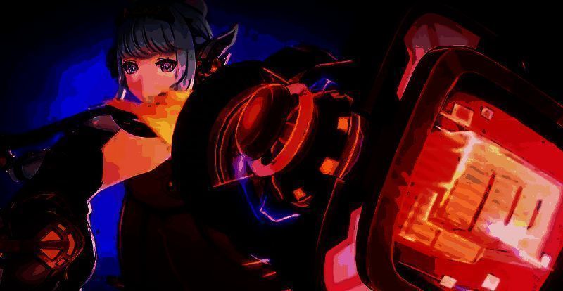 薇尔琪塔在游戏中战斗场景，悬浮空中释放雷电攻击，敌人身上带有雷元素附着特效