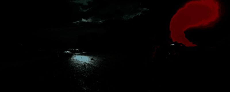 游戏场景俯视图，显示车轮印轨迹与森林地形布局，周围有树桩和树枝标记路径方向