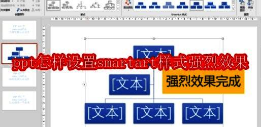 PowerPoint界面展示，屏幕上已打开一份PPT文档，用户正在从插入菜单中选择SmartArt图形