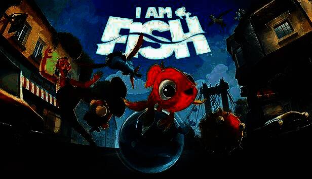 《我是小鱼儿》游戏画面，小鱼在实验室管道中跳跃碰撞，表情滑稽