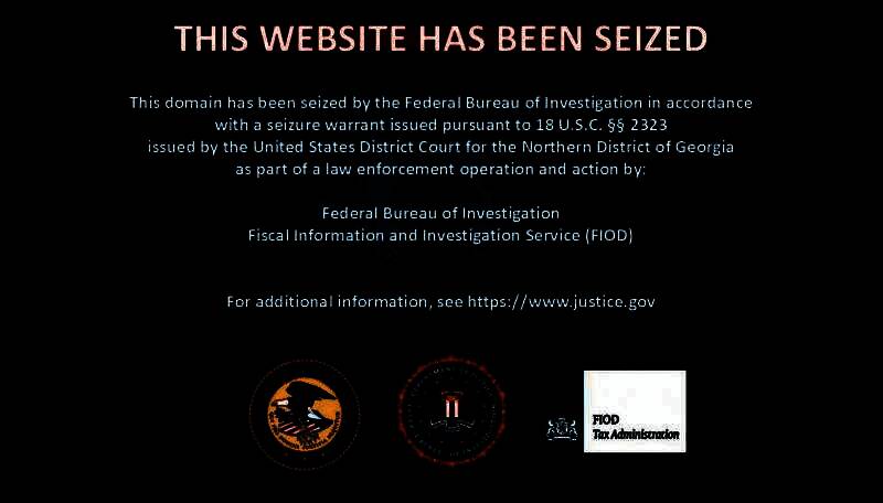 FBI执法徽章与数字封锁警示标志的合成图，象征网络盗版打击行动