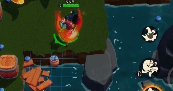 《野蛮人大作战2》中地图外围地块突然塌陷，玩家紧急跳跃逃生的动态场景