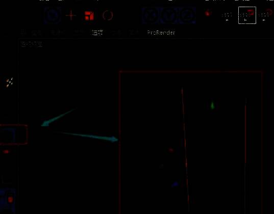 C4D视图中两条竖直边线被高亮选中，呈现橙色轮廓