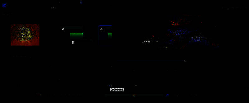 颗粒化转场参数设置界面，展示持续时间和叠加方式选项