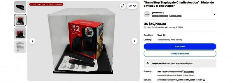 eBay拍卖页面截图，显示当前出价已超过1.55万美元，竞拍倒计时正在进行中