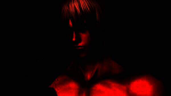 神谷英树在开发室中专注工作的照片，背后是《大神》的游戏原画与设计草图