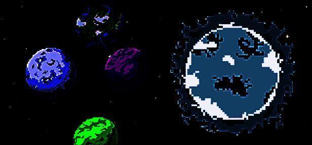 行星能力演示图，展示某行星触发后轨道反转，同时相邻行星被点亮并触发连锁反应，界面上方分数迅速攀升