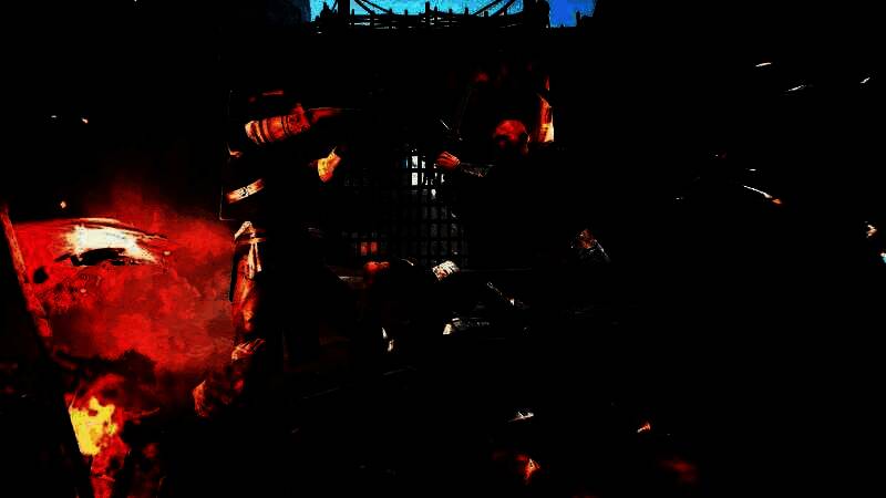 《哥特王朝：重制版》地牢内部场景，石墙潮湿，火把光影摇曳，氛围压抑