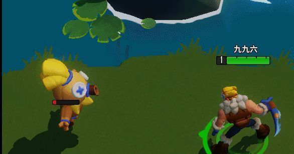 闪电锤击中石柱后发生折射，成功击中躲在障碍物后的敌人，战斗场面充满策略性