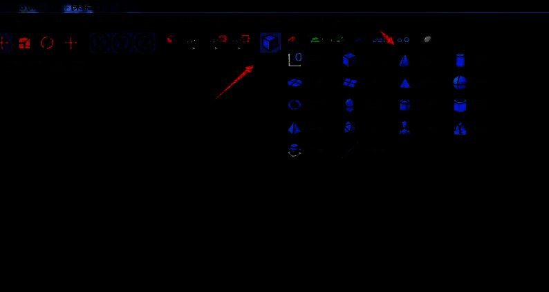 C4D界面中选中圆锥工具的下拉菜单，光标指向圆锥图标，界面右侧为已创建的圆锥模型