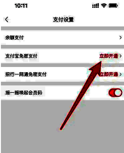 支付宝支付开通界面，突出‘立即开通’操作按钮