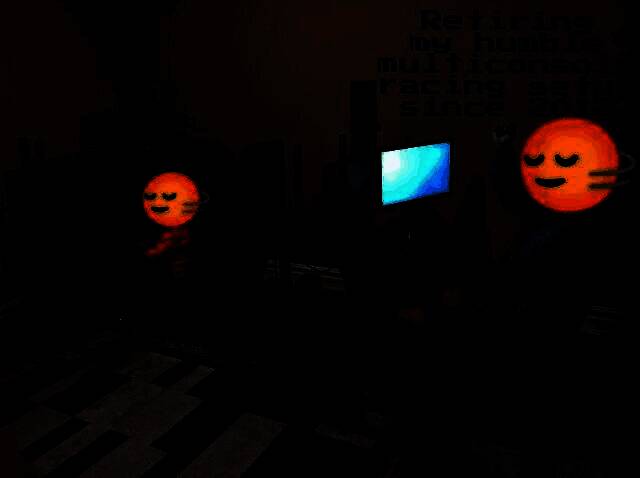 夜间灯光下的街机区全景，LED灯带照亮设备，氛围感十足