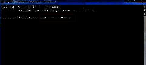 命令提示符中输入net stop WuAuServ命令停止更新服务