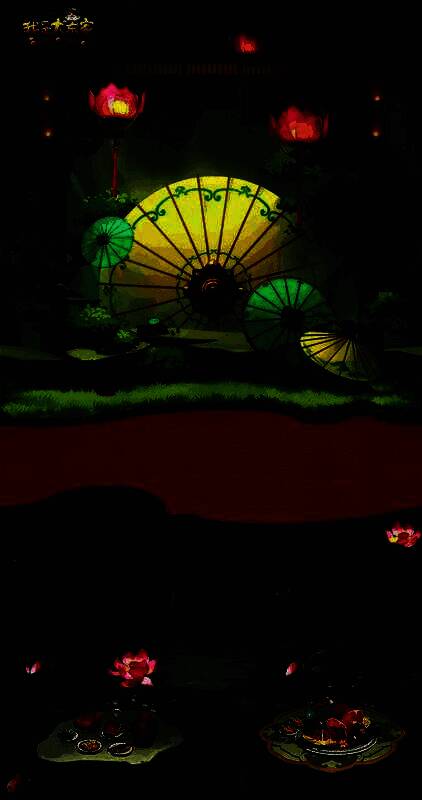 角色手持西湖绸伞行走于游戏主城，背景为小桥流水与垂柳依依