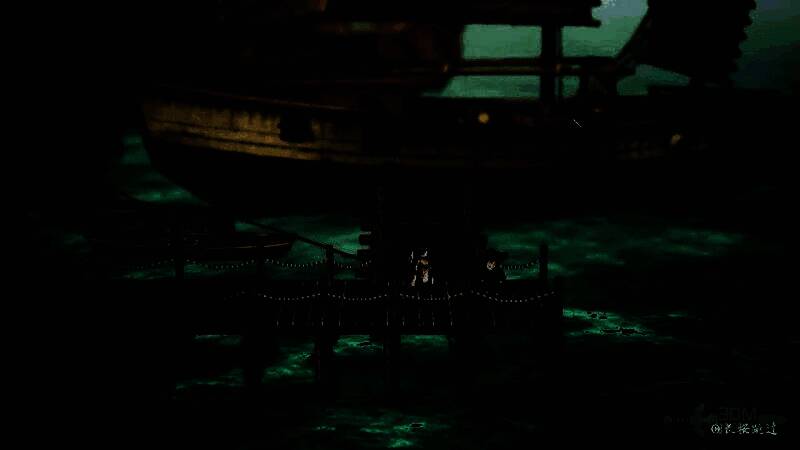 船只航行于波光粼粼的海面，远处岛屿轮廓显现