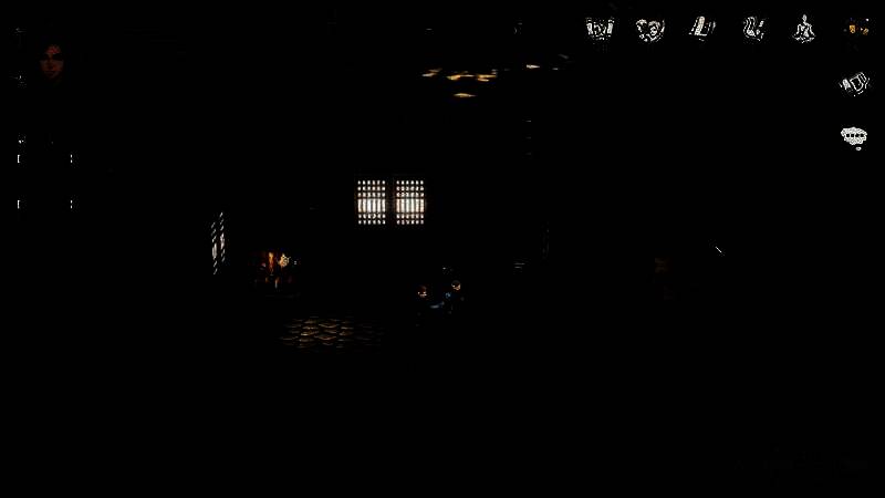 主角沿着木签标记的小路前行，夜色静谧