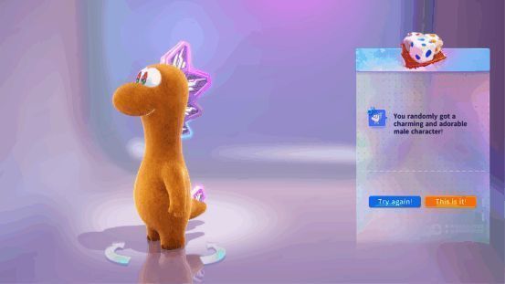 主角角色展示图，拥有细腻毛发渲染效果，身穿太空风外套，正与一个可变形机器人互动，场景充满科技感与童趣