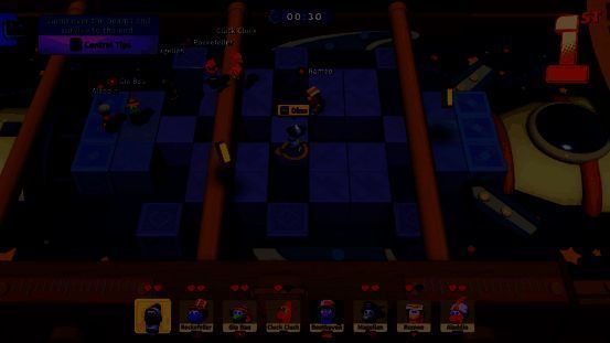 多人派对游戏场景，32名玩家在竞技场中参与跳跃挑战，画面充满动感与欢笑氛围