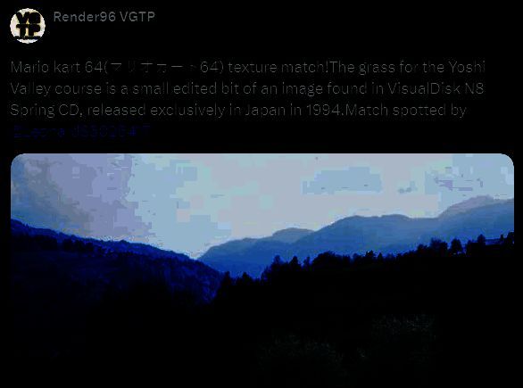 《马里奥赛车64》草地纹理与原始照片对比图，左侧为游戏内贴图，右侧为高清原型照片