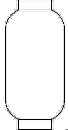 将圆角矩形与上下两个矩形叠加，组合成灯笼的整体结构