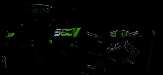 竞技·AUG与竞技·M4A1并列展示，两款枪械均采用亮绿色竞技风潮主题涂装，风格统一且极具辨识度