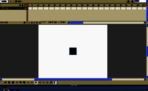 在舞台中绘制的蓝色正方形，尺寸为50x50像素，无边框