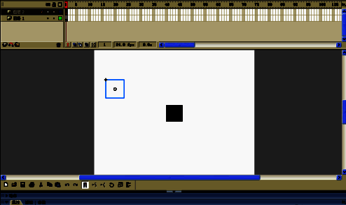 舞台上已透明化的按钮实例，仅轮廓可见