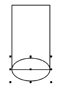 底部椭圆已对齐矩形下边缘，构成圆柱下半部分结构