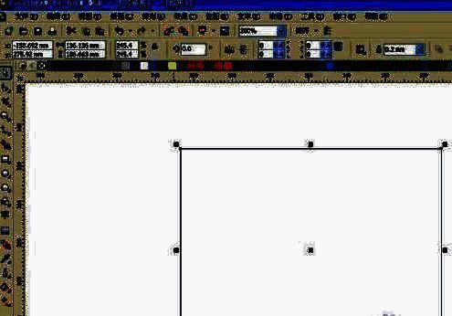 CorelDraw中一个简单的矩形图形被选中，准备进行图案填充操作