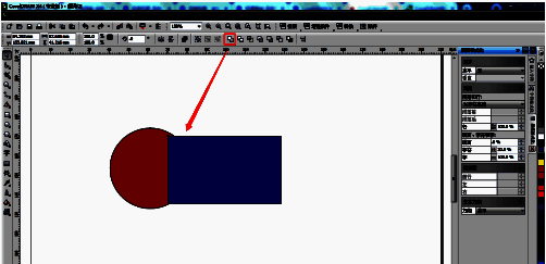 同时选中圆形与矩形后，点击焊接工具进行合并的操作界面