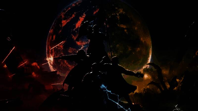 《绝地潜兵2》中巨型光能者敌人释放能量光束攻击玩家小队的紧张对战画面