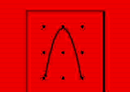 最终完成的抛物线图形，呈现出完美的弧形结构，位于白色画布中央