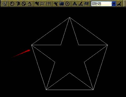 部分多余线段已被修剪，五角星形状逐渐清晰