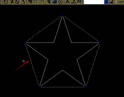 最终完成的五角星图形，线条整洁，结构完美对称