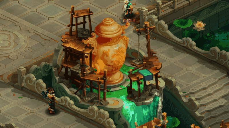 《幻唐志:逍遥外传》焕新后的长安城地图，街道挂满彩旗，建筑装饰焕然一新，充满节日与赛事气息