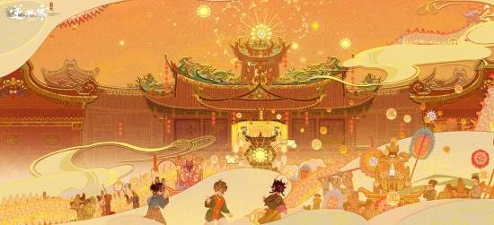 玩家角色进入皮影戏世界，画面呈剪影风格，背景为传统皮影幕布